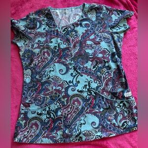 Paisley Print Women's Scrub Top